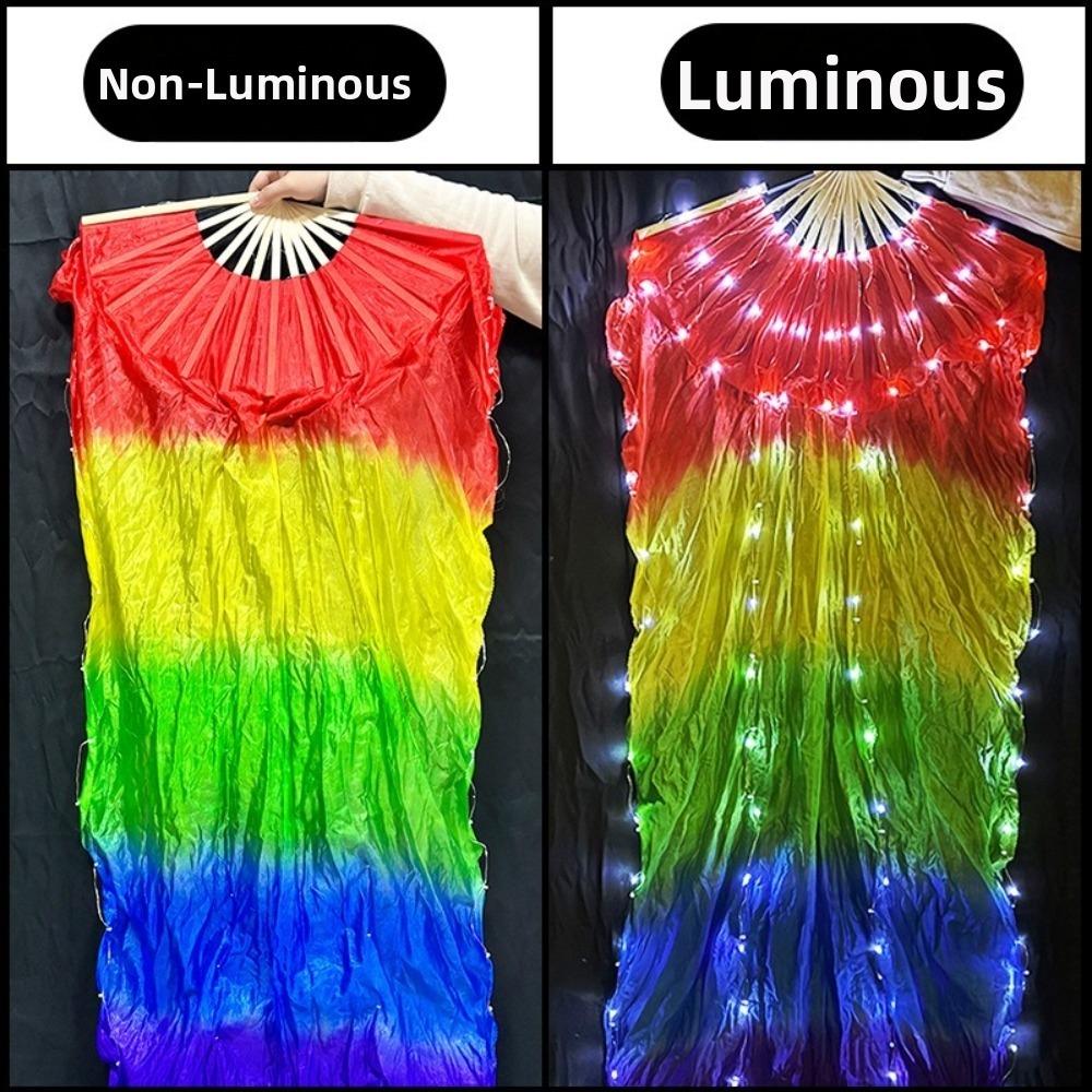 Ventaglio da Palco Classico Multicolore Lungo Ventaglio di Seta Ventaglio Luminoso da Danza Halloween