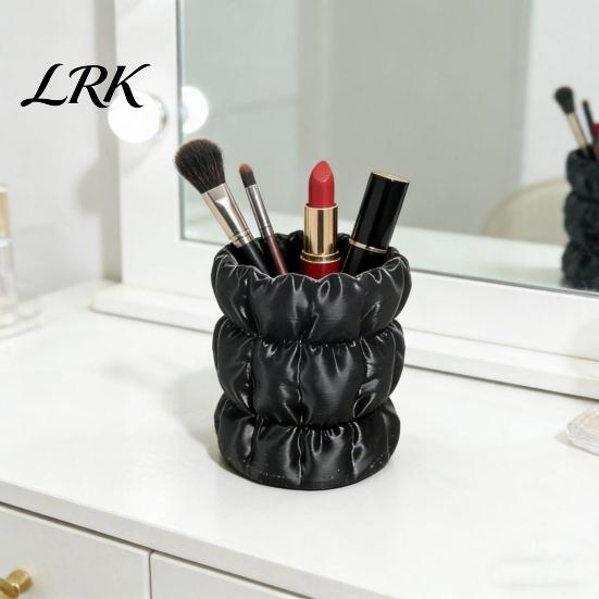 Office Desk Pen Holder Macaron Color Holder, Cloud Pleat Design Pencil Dressing Table Storage Soft Satin Compact Desktop Organizer for Pens