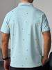Printed Design – Not Textured Men's Light Blue Golf and Casual Button- Collar, Breathable Summer Shirt, Suitable for Formal or Informal Wear - Men's