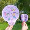 1PCS Cute Folding Fan with Reflective Board Cartoon Portable Fan Small Fan Student Mini Fabric Group Fan Folding Fan