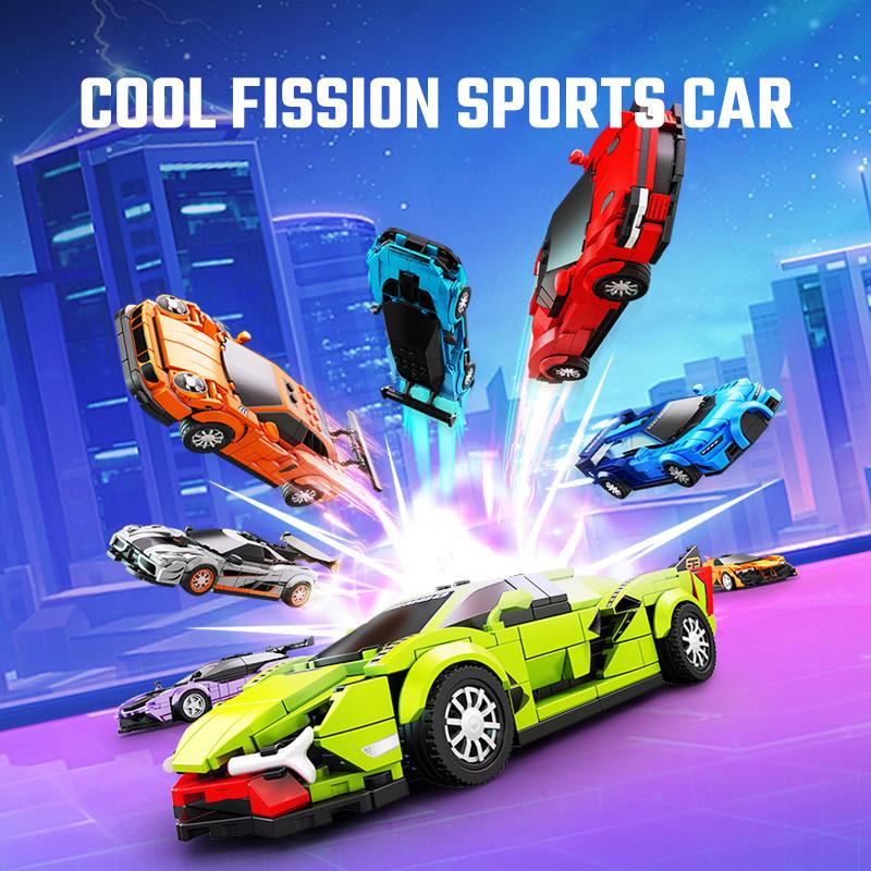 Non-Toxic Sembo Cool Fission Sports Car Assemblage Building Blocks Kits Moc Racing Vehicle Model Bricks Kids Toys For Children Christmas Gifts