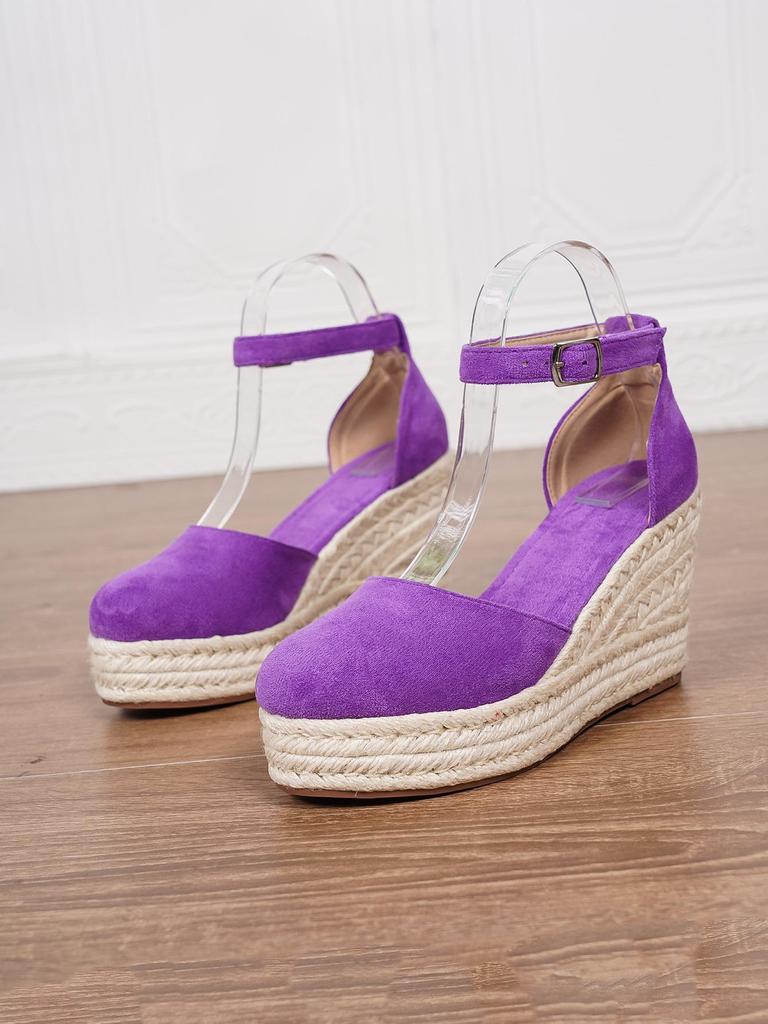 Eleganti Sandali Zeppa Donna a Punta Chiusa: Suola Spessa, Plateau Impermeabile, Design Espadrille, Cinturino alla Caviglia