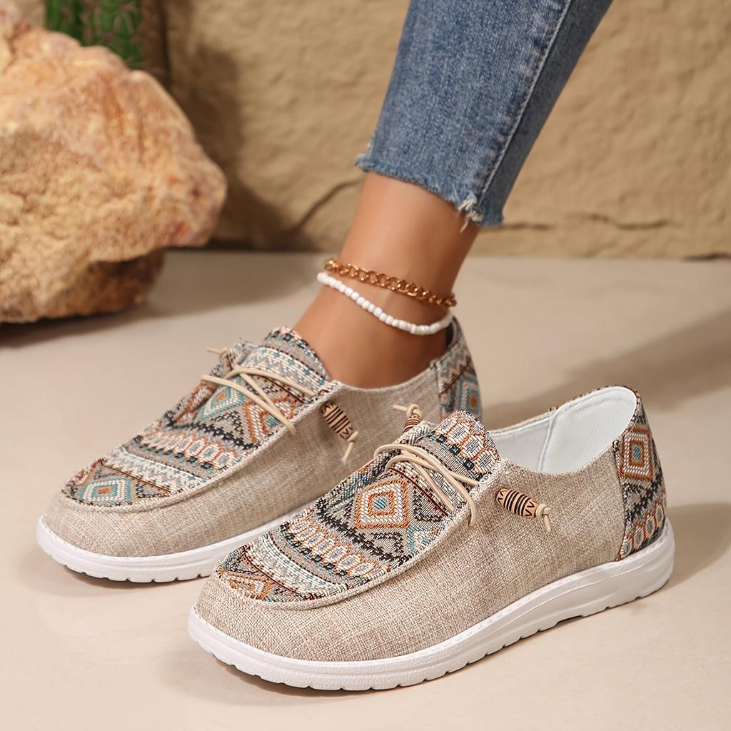 New Outdoor Comfortable Ethnic Style Printed Casual Large Women's Casual Single Shoes Buddha Beads Women's Casual Shoes