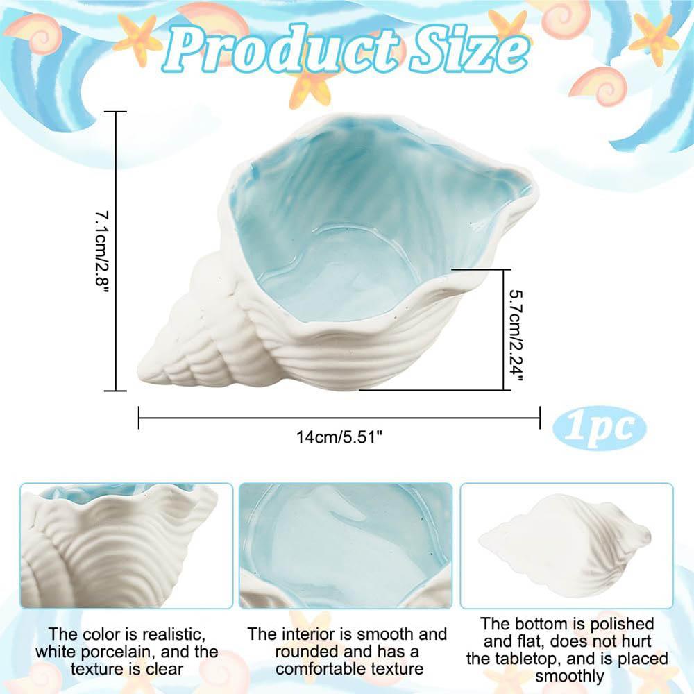 Conch Shape Ceramic Jewelry Tray,Aqua Shell Trinket Dish Ceramic Ring Earring Holder Rings Earrings Necklaces Bracelet Jewelry