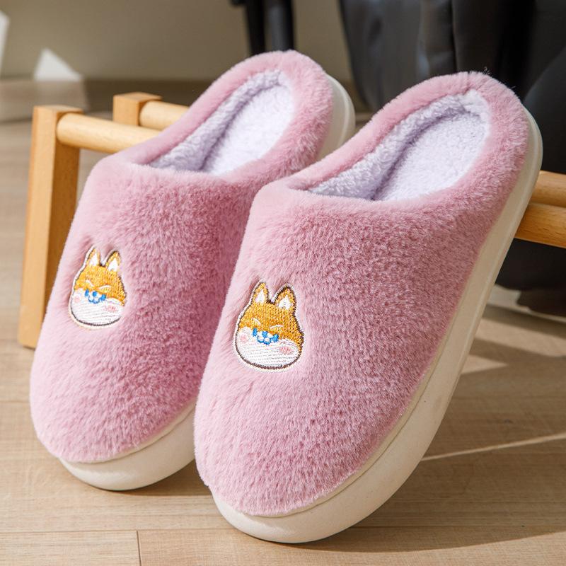 Cute Cotton Slippers Autumn and Winter Household Indoor Outdoor Warmth Lightweight Thick-bottomed Couple Plush Slippers