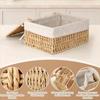 Hand Woven Laundry Hamper Bohemia Storage Basket Rustic Wicker Storage Baskets  Desk Decoration