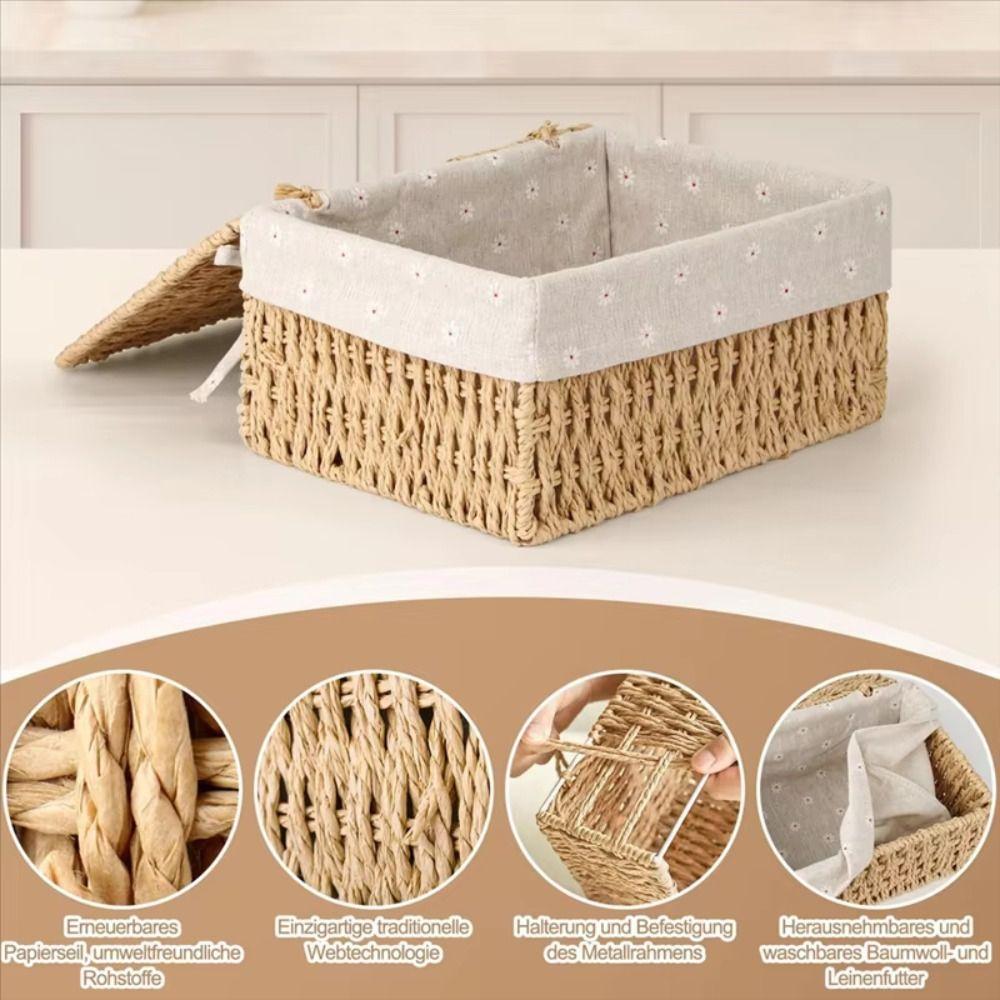 Hand Woven Laundry Hamper Bohemia Storage Basket Rustic Wicker Storage Baskets Desk Decoration