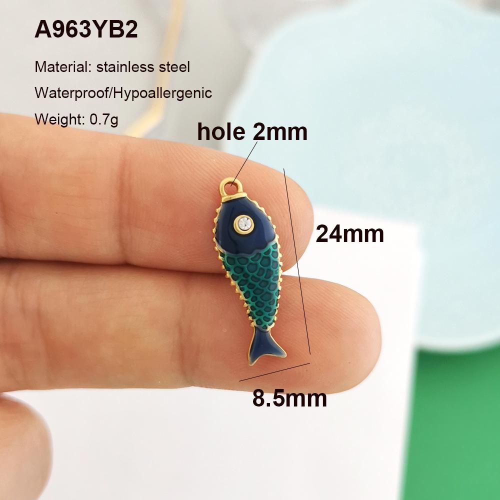 2pcs/lot Stainless Steel Pendant Charm Key Fish Lobster Flower Shell Conch Cherry Enamel Necklace Gold PVD