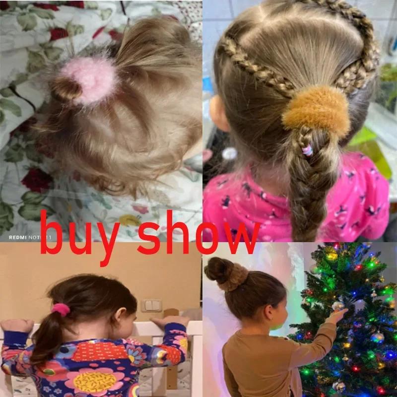 5/15 Stück/Los Baby Mädchen Plüsch Elastische Haarbänder Kleine Gummibänder für Kinder Süße Fellige Scrunchies Haargummis Haaraccessoires