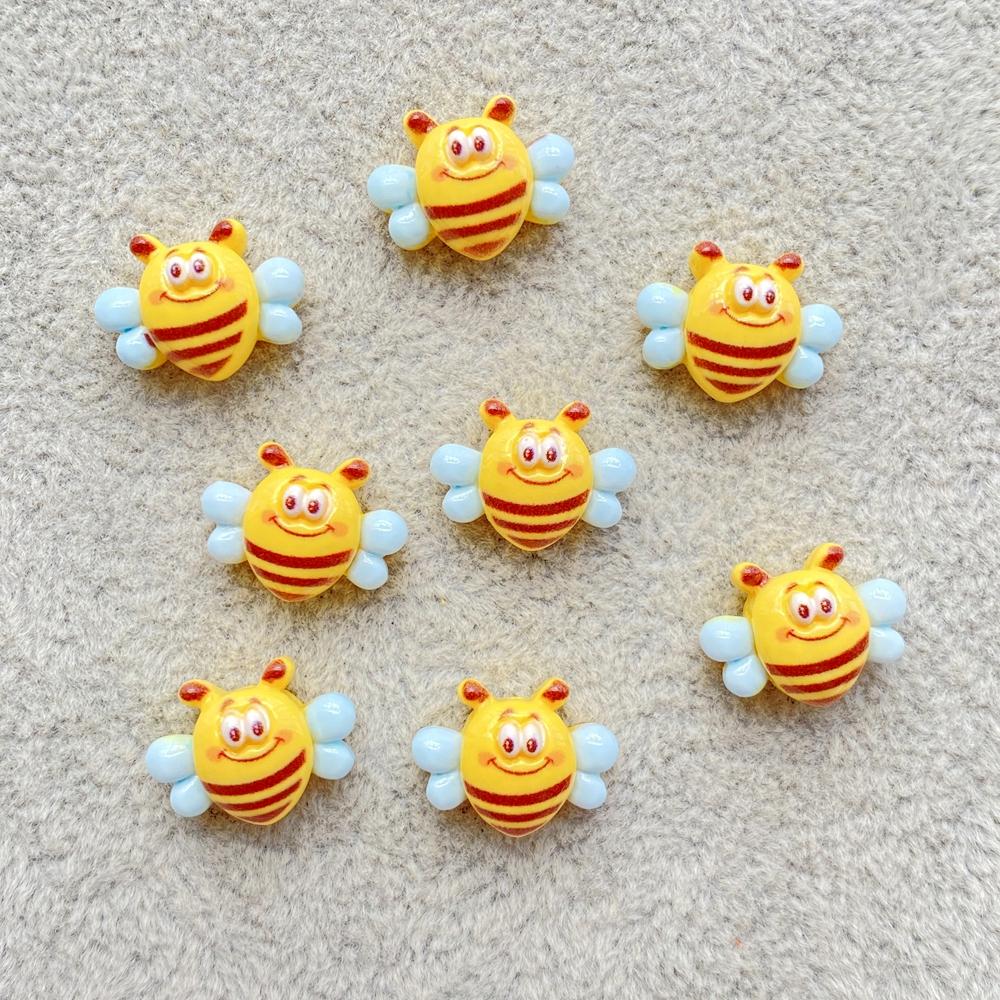 20Pcs Cute Mini cartoon bee and honey jar Nail Art Resin Designer Charms DIY Craft For Nail 3D Decorations Jewelry
