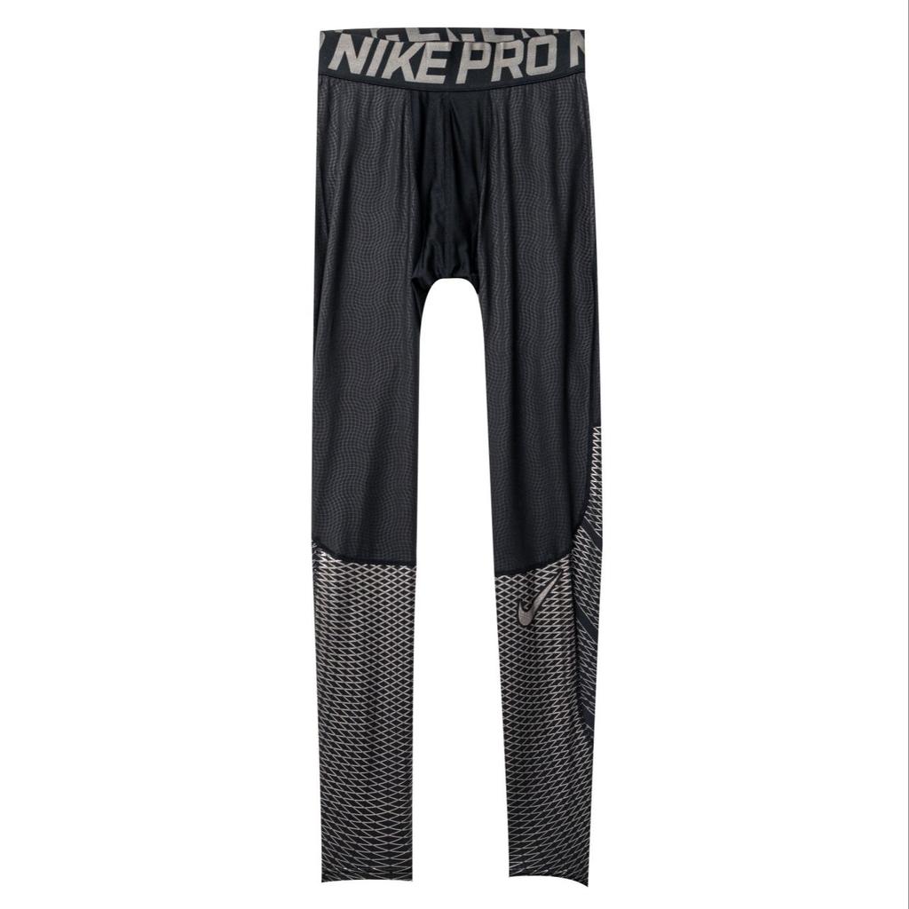 Nike Professional Slim Fit Solid Color Letter Print Nine-Point Sports Trousers Men bottoms Black 744283-010