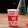 420ml Christmas Ceramic Gift Cup Anti Scalding TESCO Group Milk Tea Coffee Cup Christmas Mug with Lid Coffee Cup Set