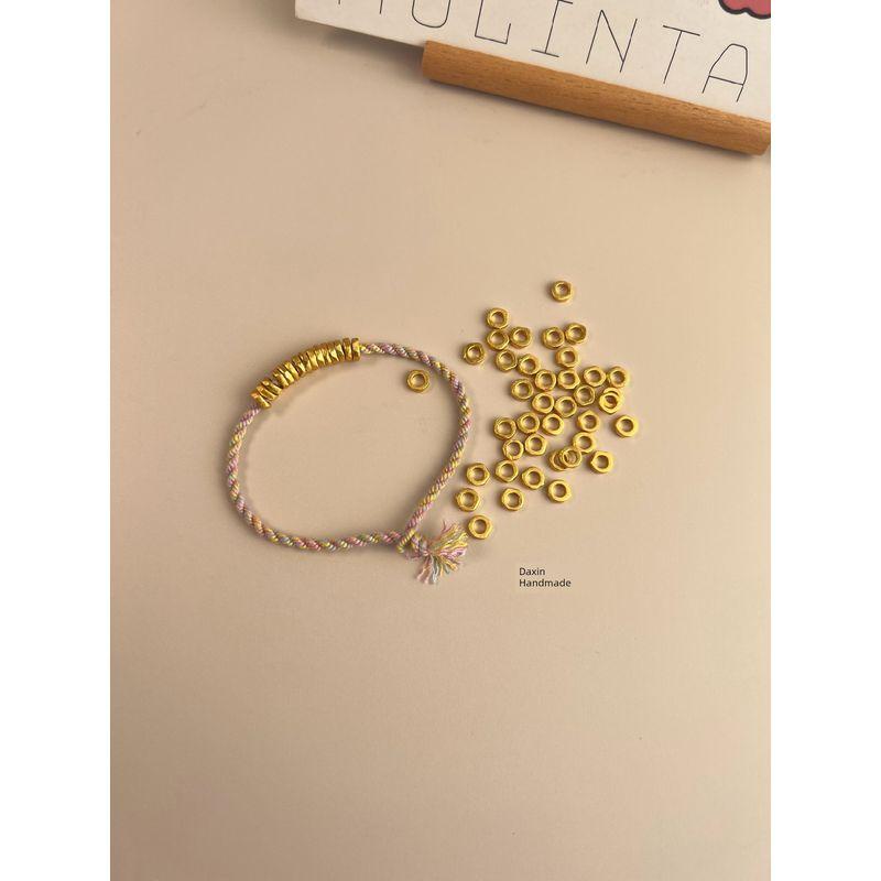 Cone Pattern Golden Circle Meteorite Flexible Ring Winding Carrying Strap Tibetan Hand-Woven Colorful Ropes Beaded Bracelet Girlfriend Gift Bracelet