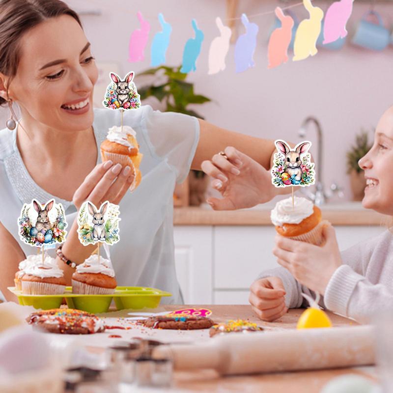 Easter Bunny Cupcake Toppers Colorful Cute Rabbit 8 Styles Picks Cake Decorations Easter Party Cupcake Topper For Baby Shower