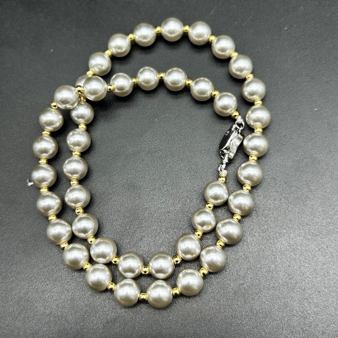 

French Pearl Necklace Women Perfect Circle Strong Light Short Imitation High-end Feel Luxury Collarbone Chain