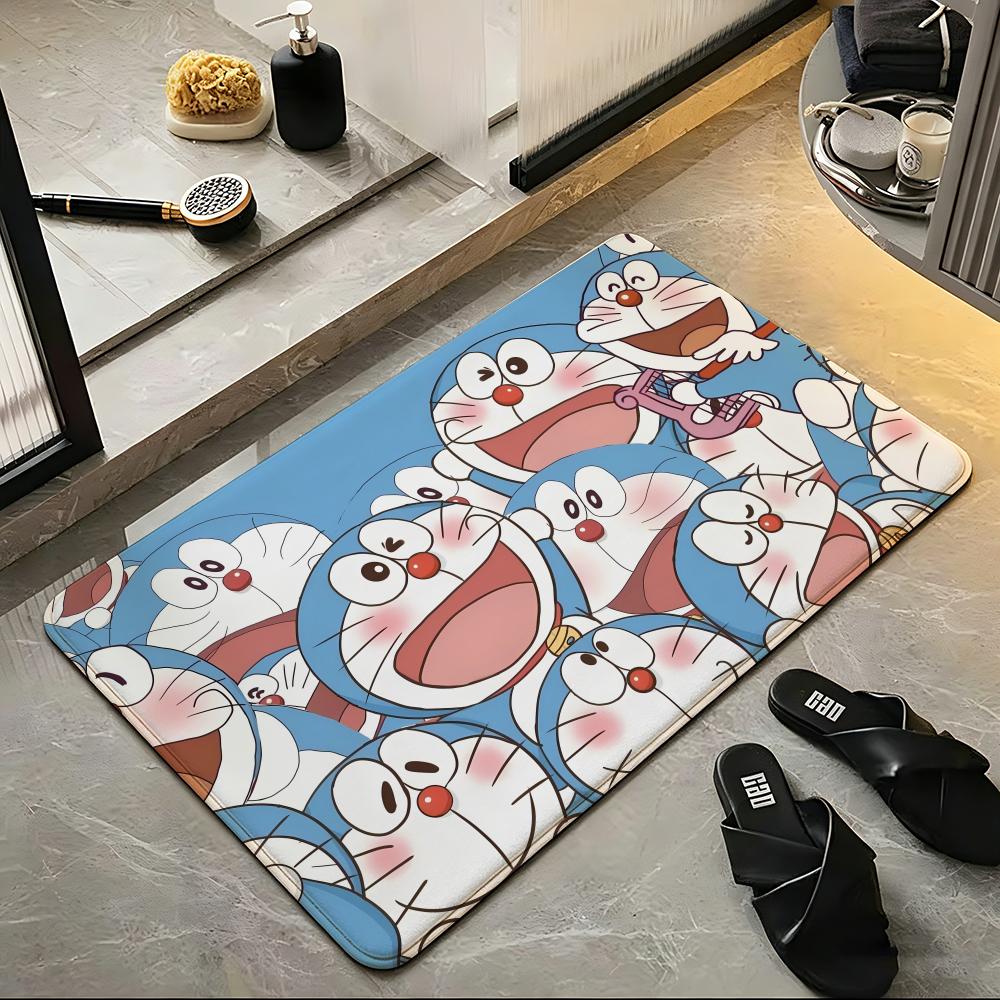 anime D-DORAEMON Floor Mat Soft Flannel Floor Mat Suitable for Entryways, Living Rooms, Bedrooms, and Bathrooms