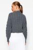 Women's Elegance Style Sweater Mink Crop High Collar Knitwear Sweater