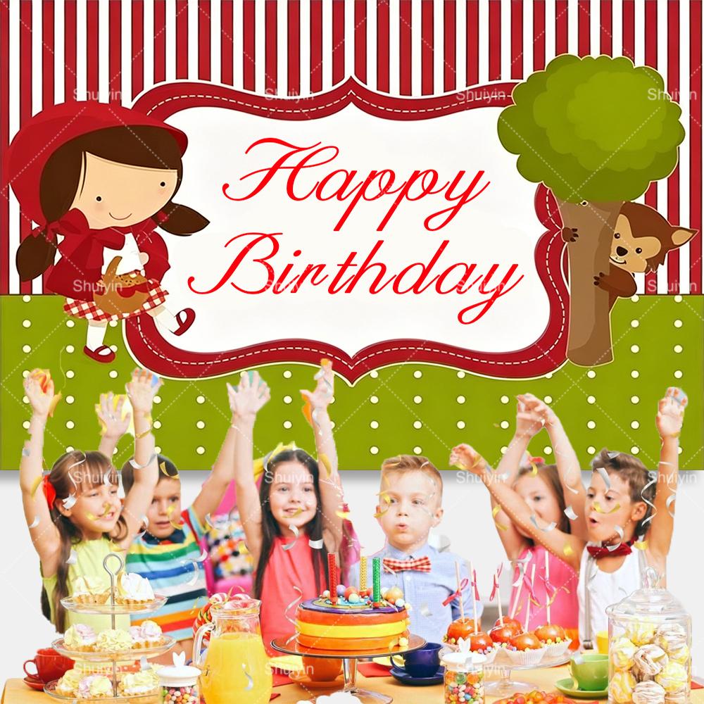 Cartoon Little Red Riding Hood Backdrop Girl Birthday Decorations Party Supplies Baby Shower Banner Photo Shoot Props Kids Gifts