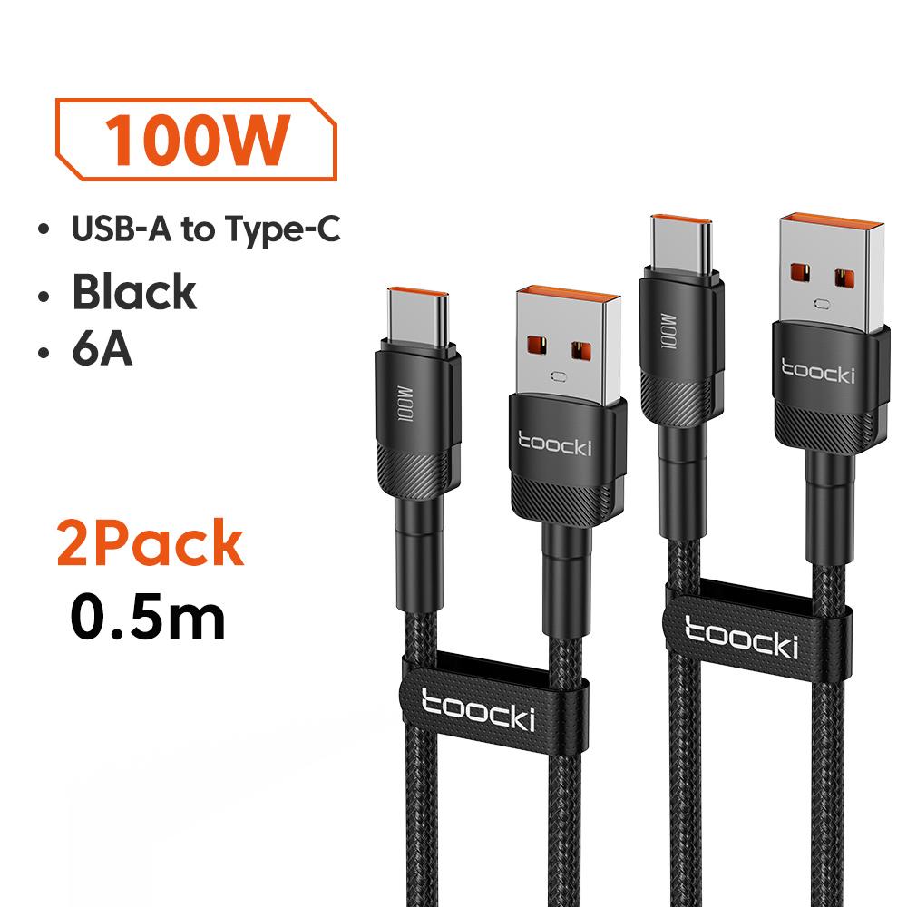 Toocki 6A USB To Type C Cable for Huawei Xiaomi PD 100W Fast Charging Charger USB C Data Cord Quick Charge for Samsung Oneplus 5
