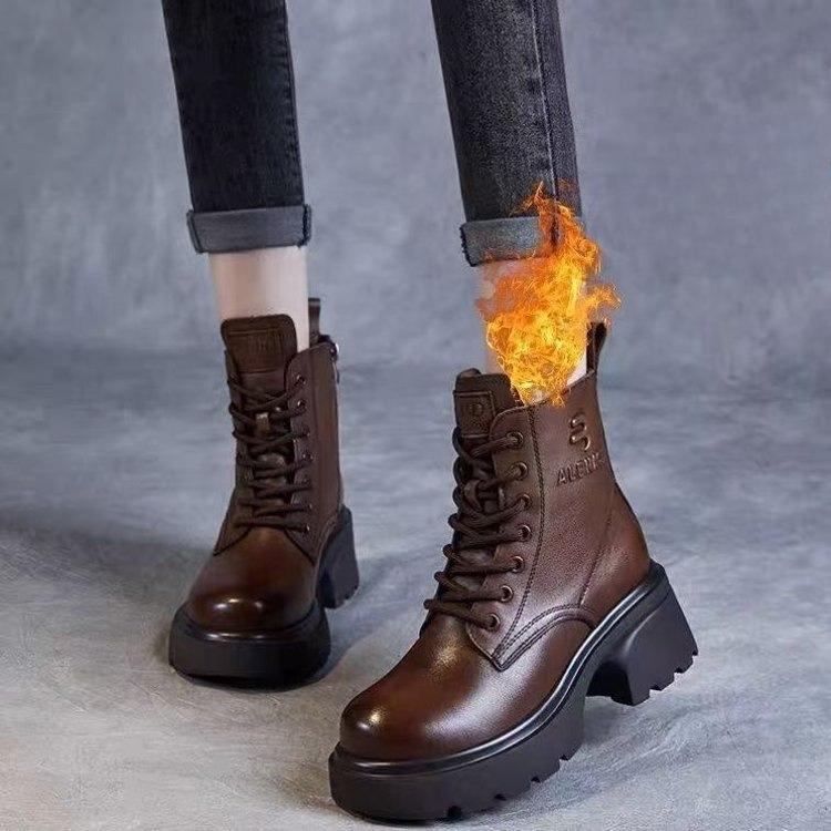 

Женские ботильоны, Осенне-зимние ботинки на платформе, Самые продаваемые флисовые ботинки, Утепленные ботинки 40 коричневый