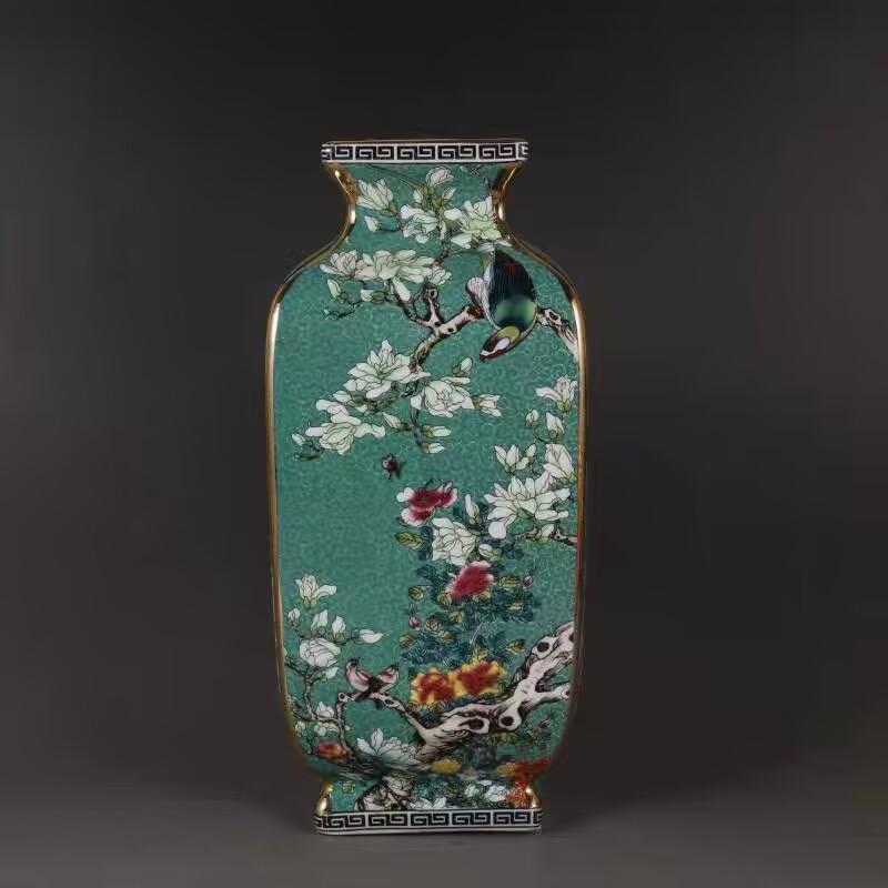 Chinese Antique Porcelain Gold Painted Enamel Vase Decoration Items Home Room Furnishing Crafts Office Desk Ceramic Accessories