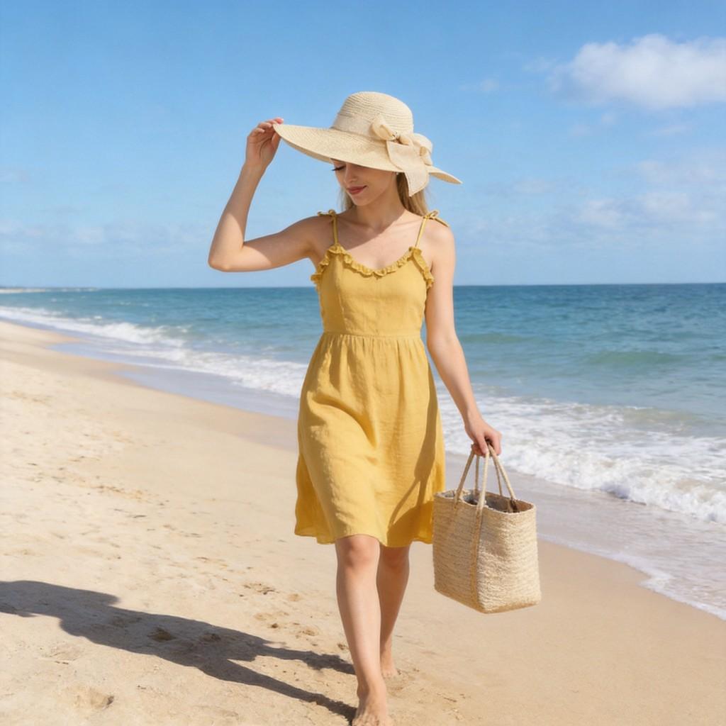 Large Edge Straw Hat With Sun Protection For Women Summer Beach Fashion