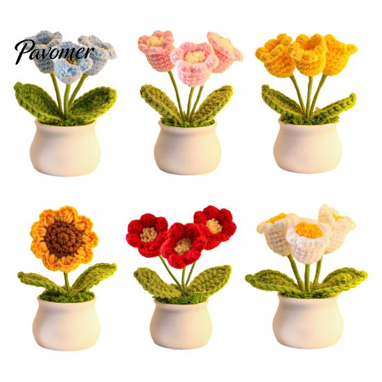 Artificial Sunflower Desktop Decor Handmade Crochet Potted Flower Decoration, Knit Decor, Gift for Women, Mom, Teacher, Friend, Birthday Crocheted