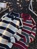 American Retro College Style Men's V-Neck Polo Collar Sweater - Color Block Stripes for Autumn Winter
