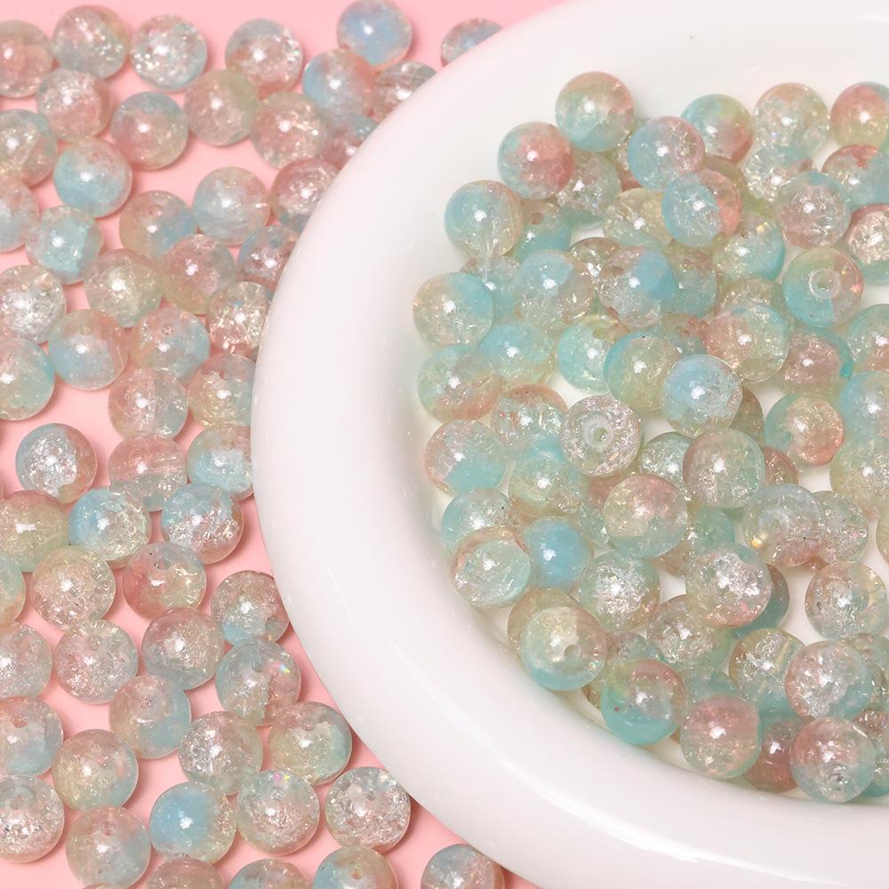 Yori 40pcs 10mm Imitation Crack Glass Beads Round Loose Spacer Beads for Jewelry Making DIY Bracelets Phone Chain Accessories