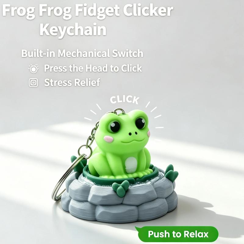 Creative Mini Fidget Keychain Built-in Mechanical Buttons Cute Frog Eagle Chick Broccoli Design for Bag Pendant Party Favors