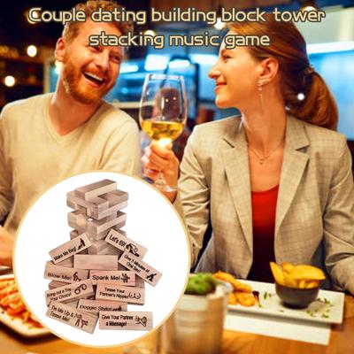 48 Teile/satz Erwachsene Baustein Tumbling Tower Date Night Paar Aktivitäten Holz Stapelblock Nacht Party Spiel Freundin Freund Valentinstag