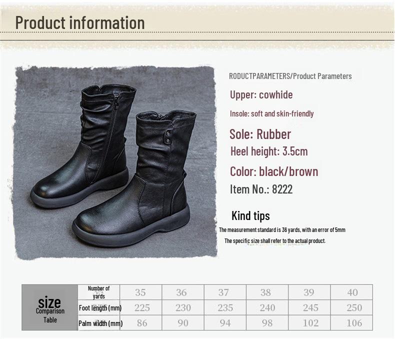 2024 Women's British Style Flat-Sole Velvet Mid-Length Martin Boots for Autumn and Winter