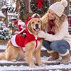 Pet Christmas Photo Props Santa Riding Dog Costume, Rider Outfit, Hooded Funny Holiday Costume for Winter Cosplay Small Medium Large Dogs, Xmas Party