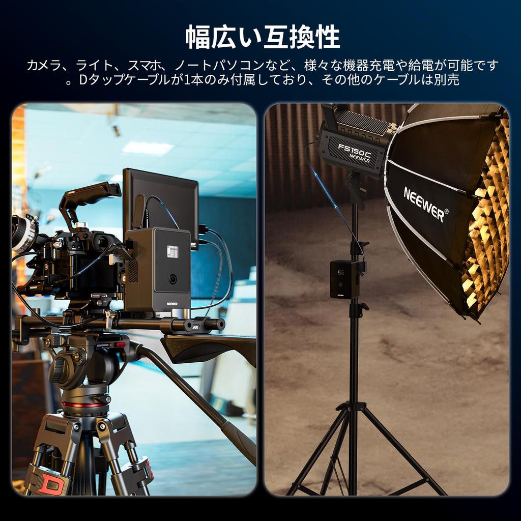 Bateria Mini NEEWER 6800mAh 99Wh com Dupla Saída USB Tipo C PD de 65W e Display OLED para Filmadoras Compatível com SmallRig BMPCC 4k e 6k Montagem em V 14.5V