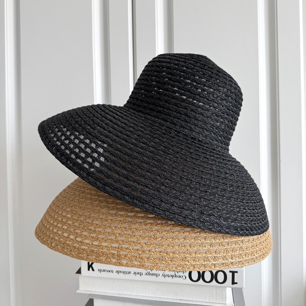 Women's Japanese-Style Retro Lace-Up Bucket Hat Breathable Mesh Summer Beach Vacation Foldable Sand Hat