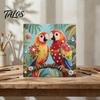 Decorative Tabletop Craft Ornaments Luxury Faux Pearl Rhinestone Painting Kit, 25x25cm DIY Resin Art with Animal Unique Projects Floral Patterns,
