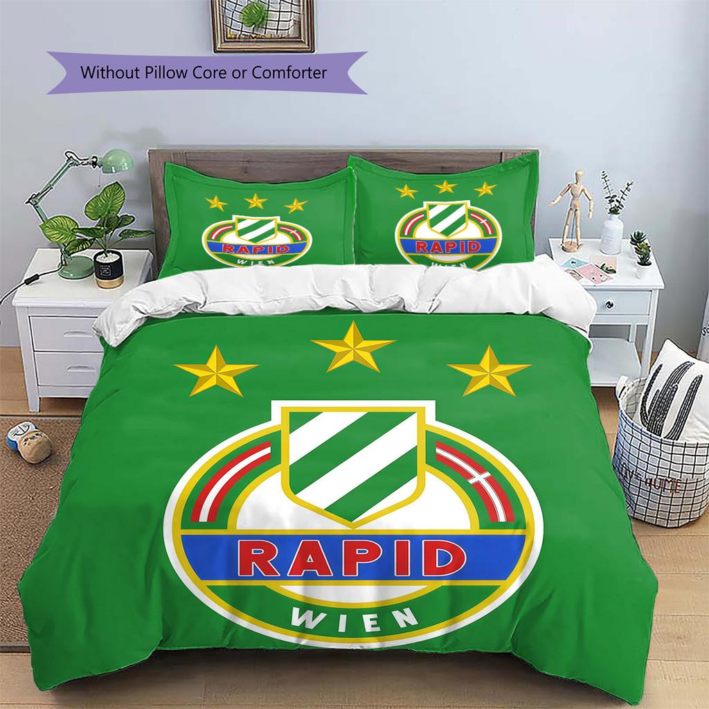 SK Rapid Wien Pattern Bedding Quilt Set Home Decoration Gift (1 * Duvet Cover + 2 * Pillowcase Without Core)
