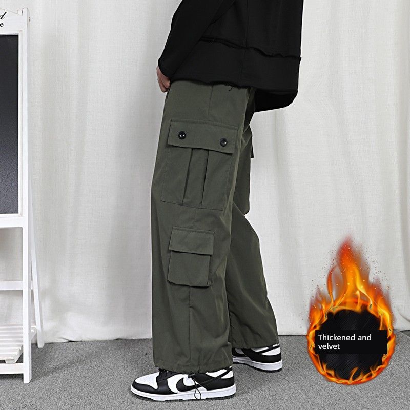 Fall Overalls Drawstring Leisure Pants Men Loose Autumn Straight-leg Loose Pants Functional Ankle Banded Pants Men