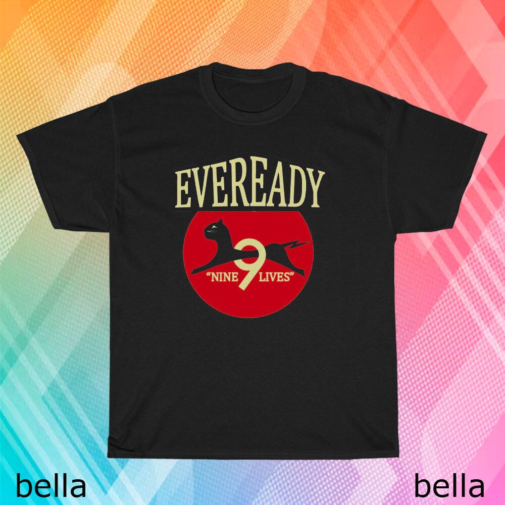 

Новая футболка Eveready Retro Battery с логотипом Черная Кошка Девять Жизней Смешная Размеры от S до 5XL 4XL
