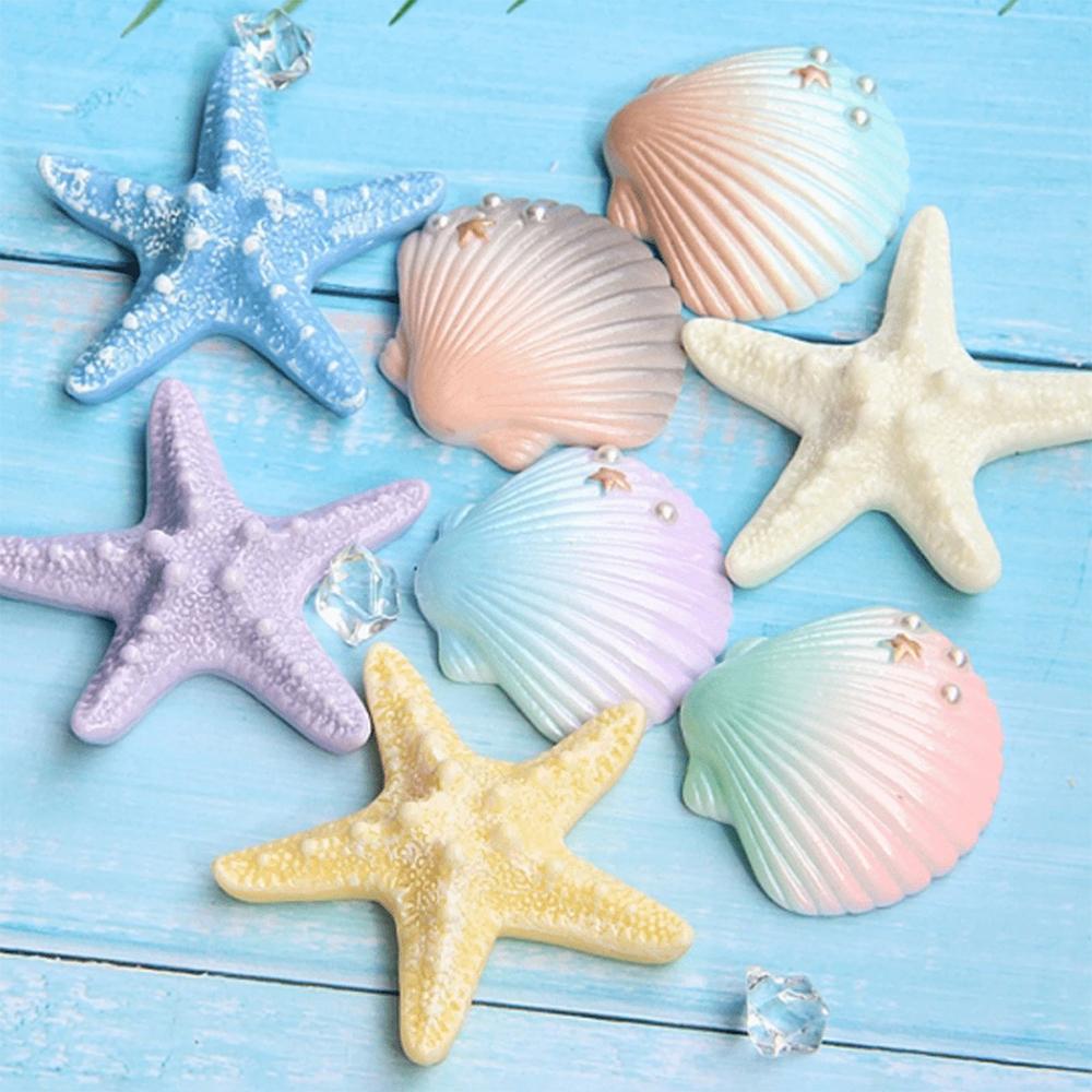 Shell Starfish Cake Decoration Resin Ocean Themed Cake Topper for Birthday Party Baby Shower Wedding Cake Decor