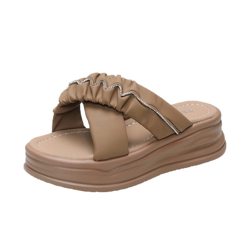 Dicksohlige Hausschuhe Sommer neue Damen Cross-Cool Hausschuhe Studenten Freizeit erhöhend vielseitige dickabsatzige Hausschuhe