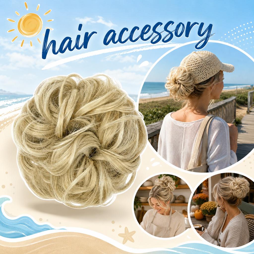 Messy Bun Hairpiece Synthetic Hair Scrunchie Hair Extension Curly Wave Thick Hair Donut Bun Maker for Women and Girls Hair Styling Accessory