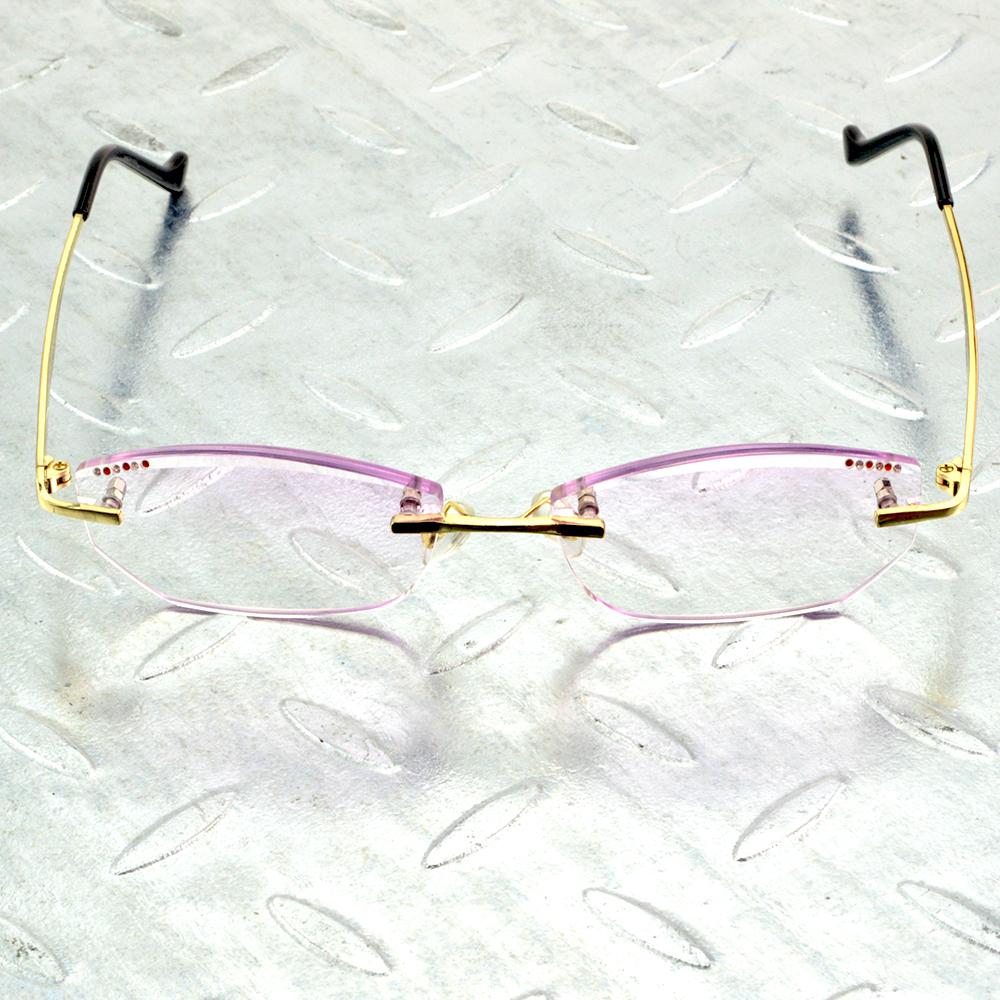 Randlose Lesebrille aus Titanlegierung mit Diamantschliff für Damen +0,75 +1 +1,25 +1,5 bis +4 Brillen