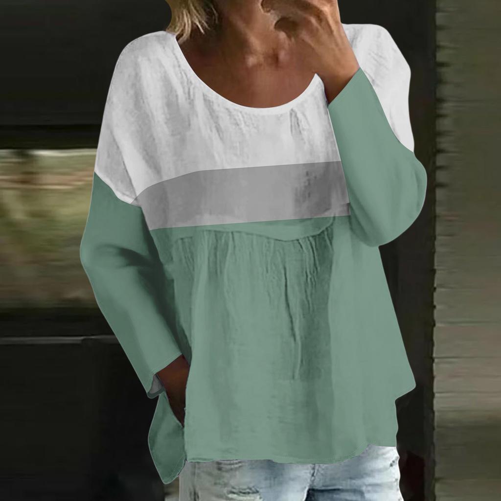 Damen Casual Mode Locker Rundhals Blumenmuster Langarm Oberteil