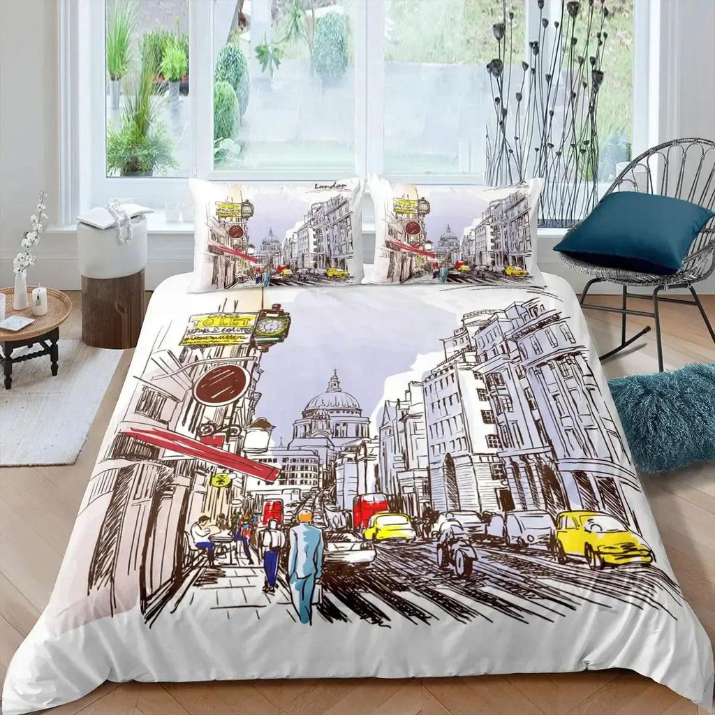 London Telephone Booth The Big Ben Comfortable Duvet Quilt Cover Pillowcase Bedding Set Children Bedroom Decoration Home Textile