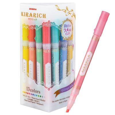Zebra Kirarich Glitter Highlighter Set, 13 Colors, WKS18-13C