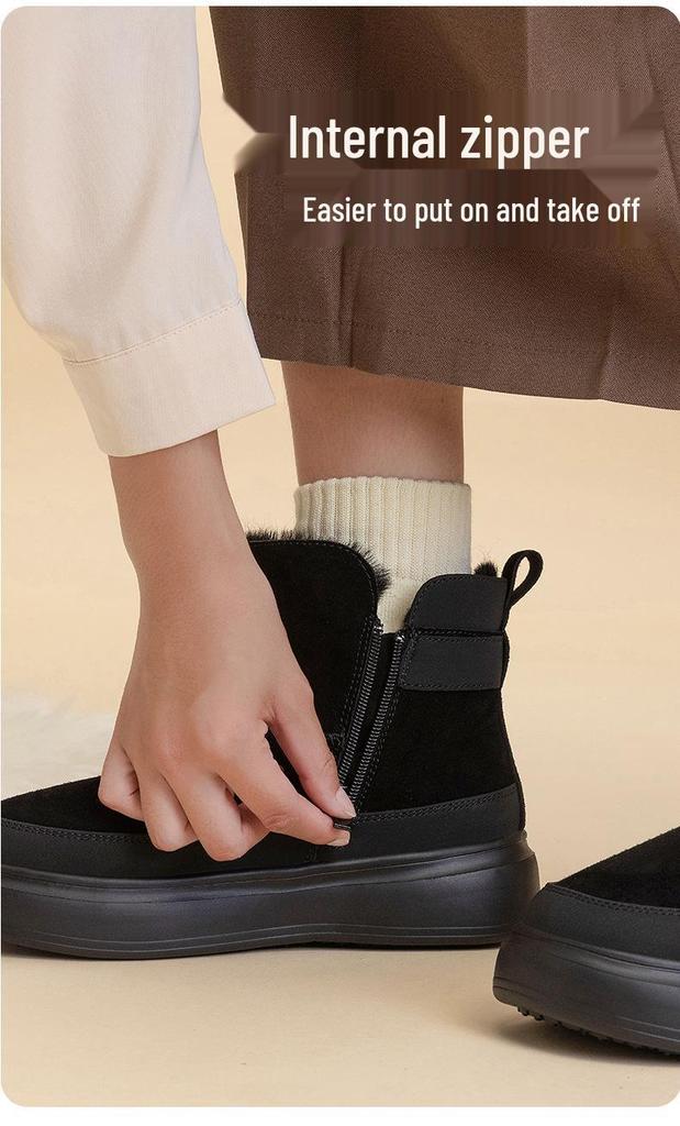 2025 Women's Thick-Soled Cotton Snow Boots: Velvet-Lined, Warm, Waterproof, Height-Boosting Winter Footwear