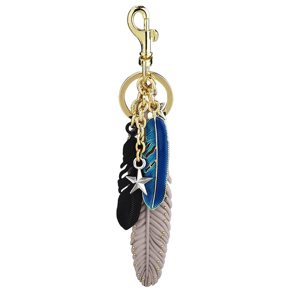 Summer Feather Keychain With Metal Chain And Star Cherry Decoration For Bag Accessories