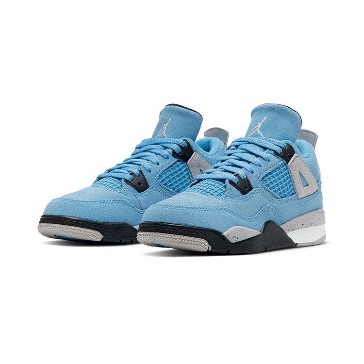 Air Jordan 4 Retro PS University Modré dětské tenisky Tech-Šedá Bílá Černá BQ7669-400