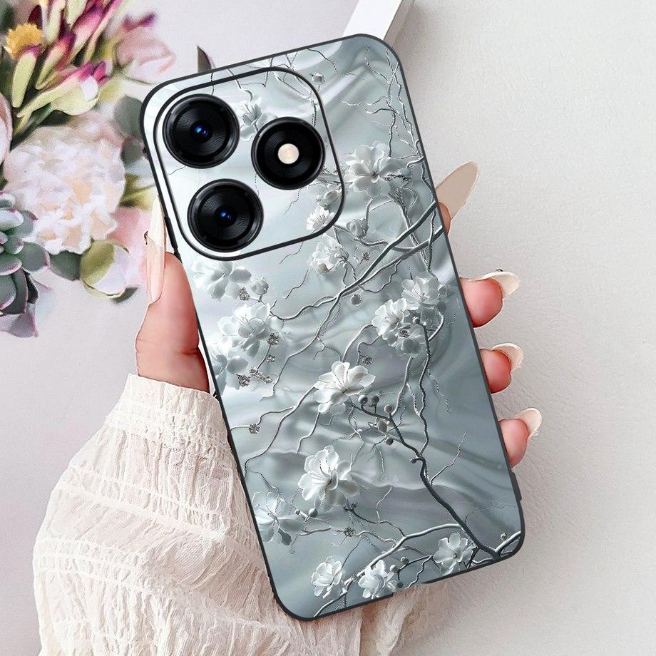 Luxury Matte Silicone Soft Case For Tecno Spark 10c 10 Pro Spark10 4G 5G KI5k KI5q KI7 KI8 Capa Flower Loving Heart Bowknot Etui